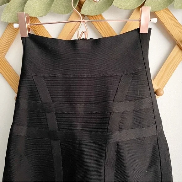 Herve Leger High Waist Zip Front Bandage Skirt